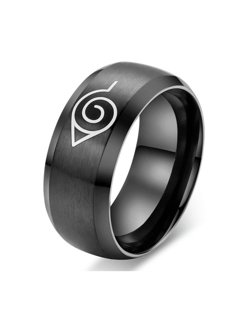 Naruto black stainless steel ring
